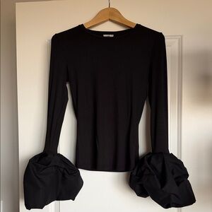 Elegant Black Women's Top with Statement Sleeves